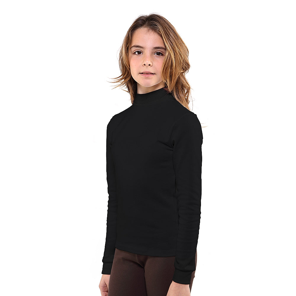 7747 CAMISETA SEMICISNE MANGA LARGA AFELPADA TÉRMICA UNISEX 009-Negro