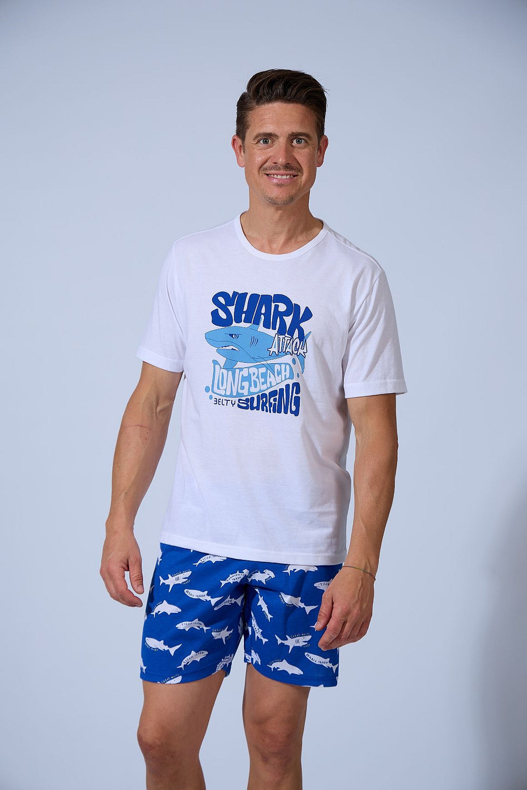 PIJAMA HOMBRE CORTO TIBURONES Azul