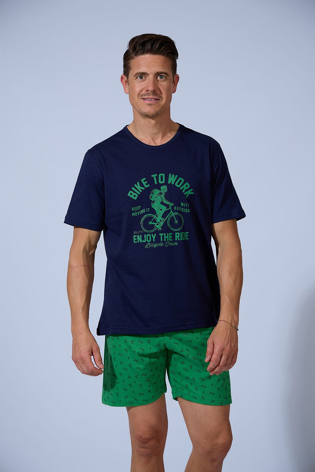 PIJAMA HOMBRE CORTO BIKE TO WORK Verde