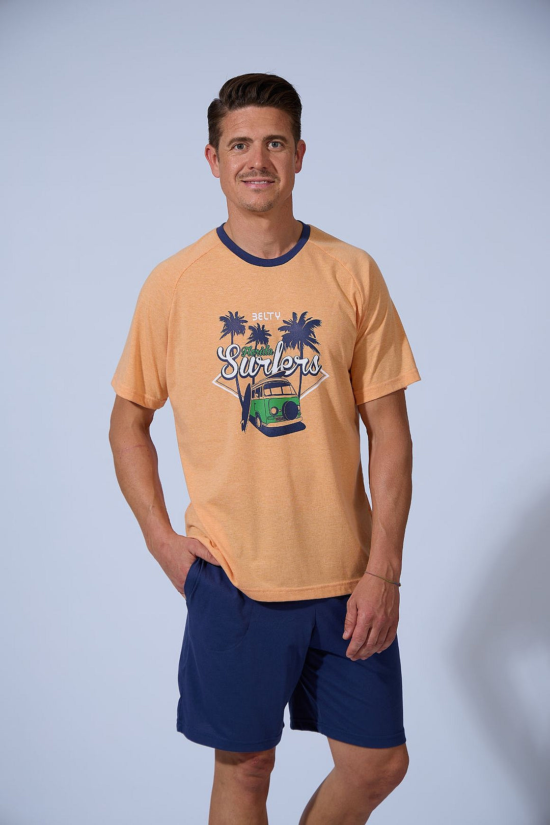 PIJAMA HOMBRE CORTO SURFERS Naranja