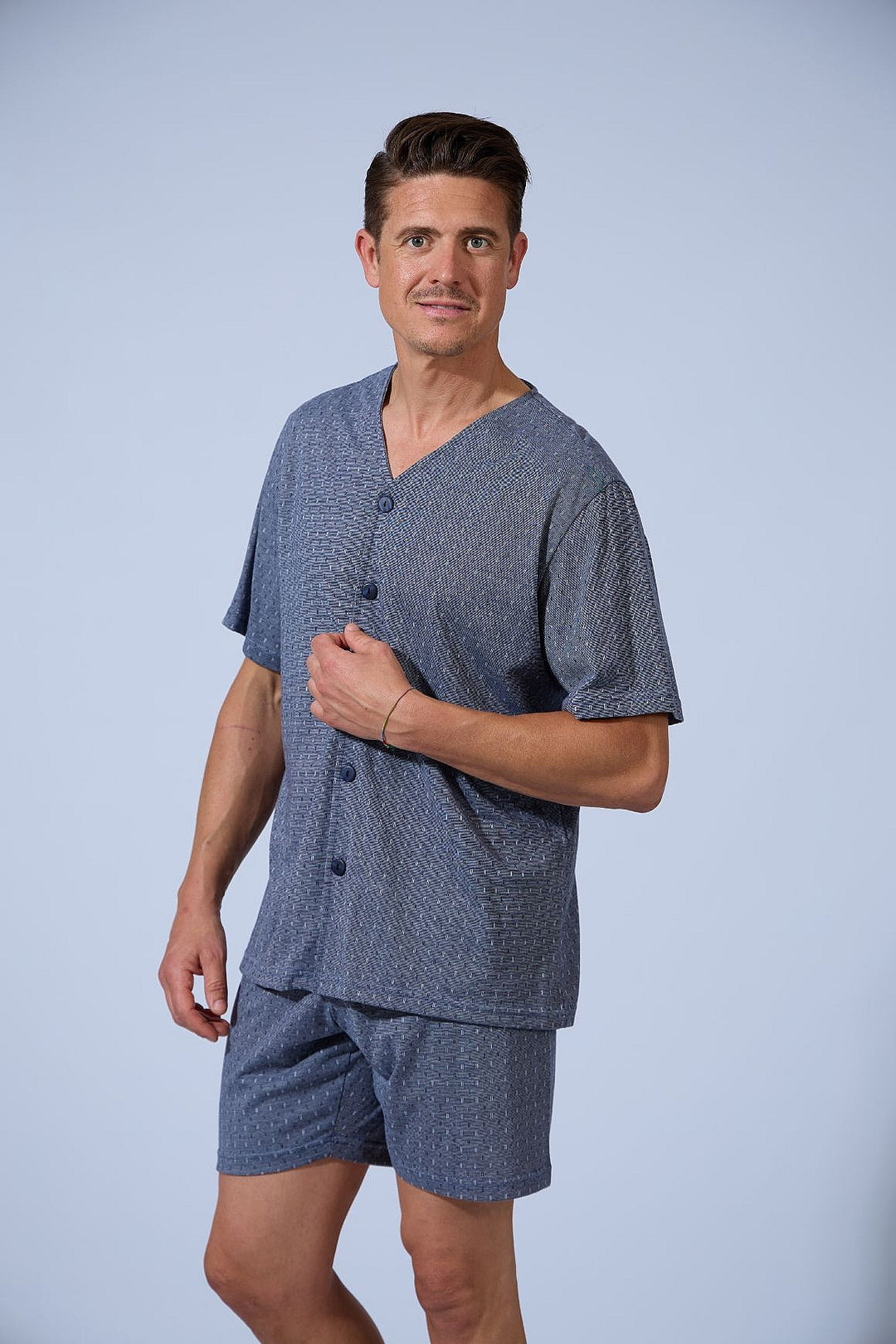 PIJAMA HOMBRE CORTO ABIERTO BOTONES Único
