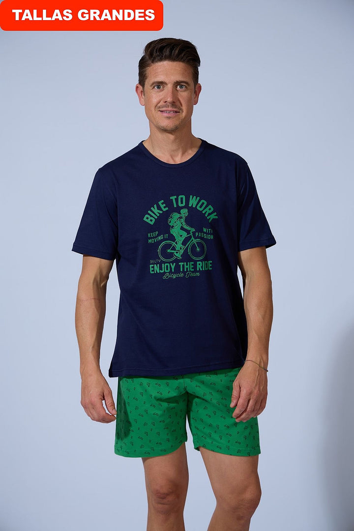 PIJAMA HOMBRE CORTO BIKE TO WORK Verde