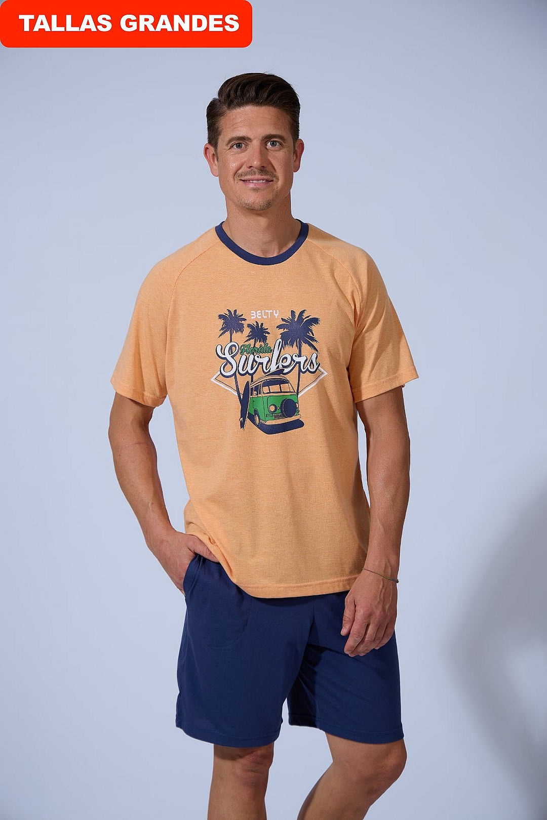 PIJAMA HOMBRE CORTO SURFERS Naranja