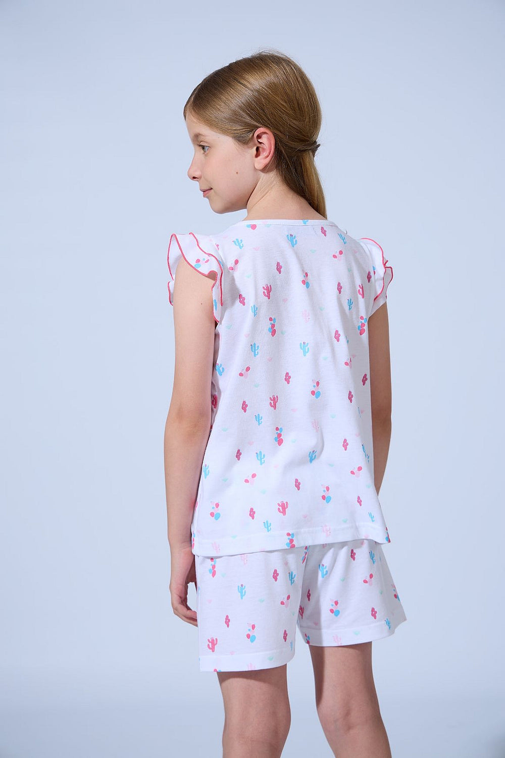 PIJAMA NIÑA CORTO MANGA CON VOLANTE