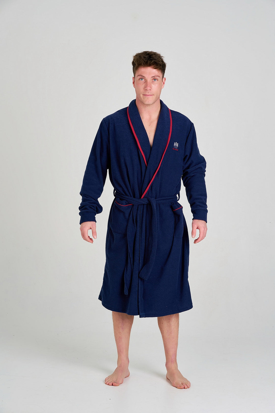 BATA AZUL MARINO PARA HOMBRE CON VIVO ROJO Marino