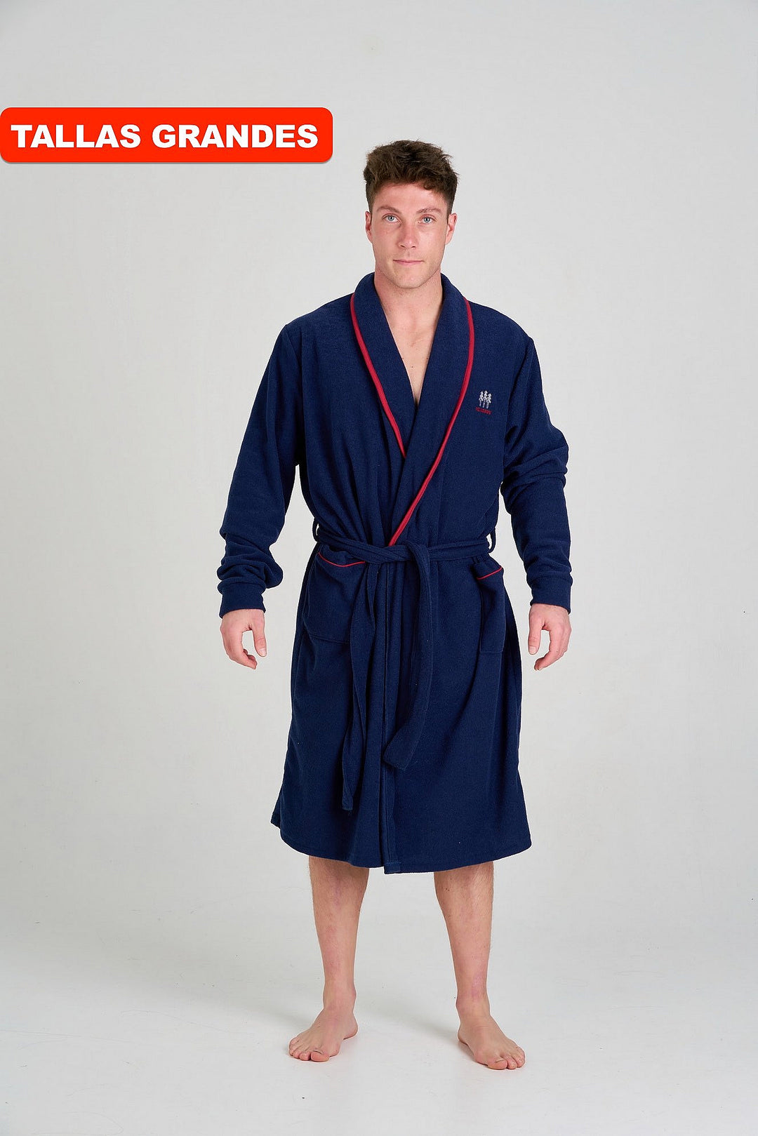 BATA AZUL MARINO PARA HOMBRE CON VIVO ROJO Marino