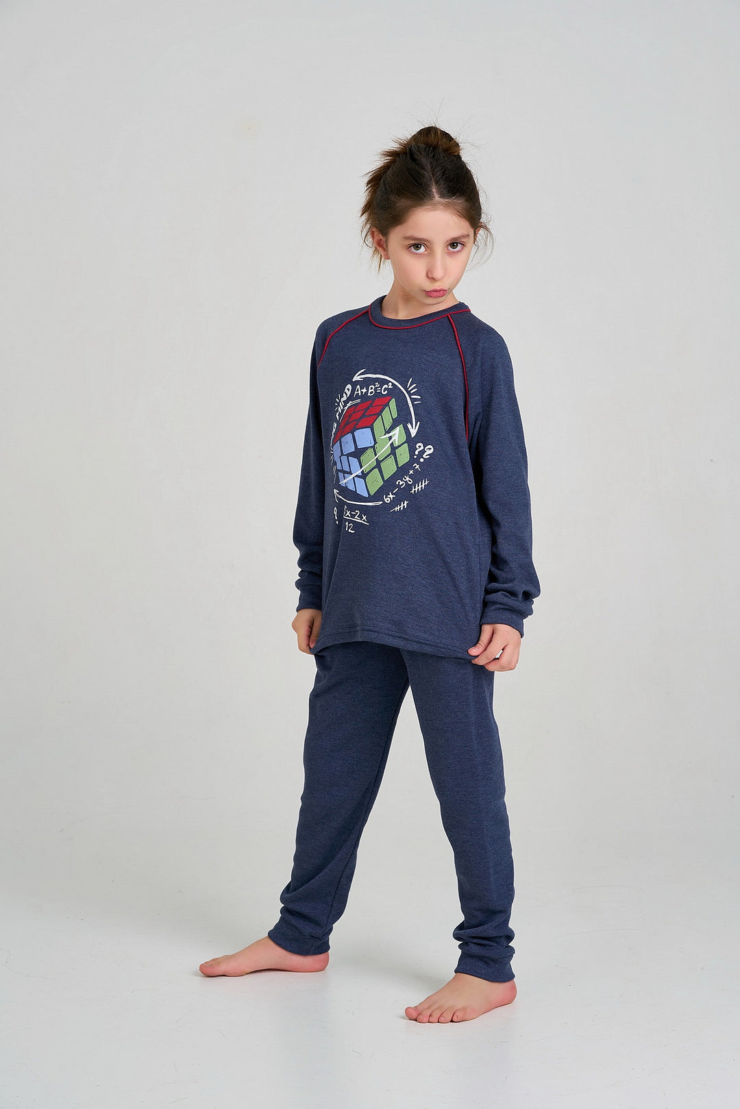 PIJAMA AFELPADO CUBO RUBIK PARA NIÑOS Marino