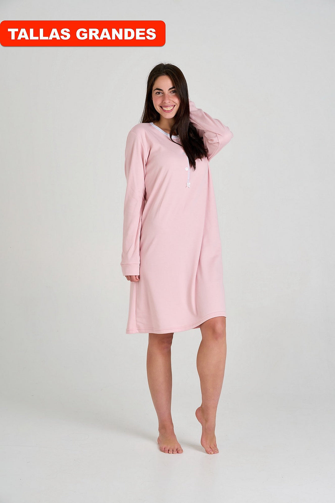 CAMISÓN AFELPADO ROSA DE MANGA LARGA Rosa