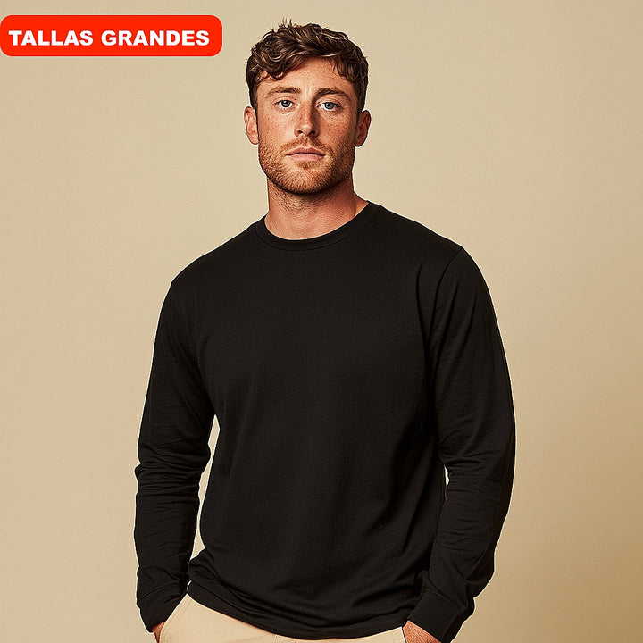 7355b CAMISETA MANGA LARGA FINA 009-Negro 2XL-64