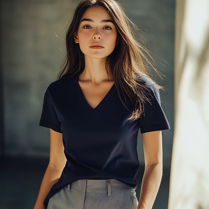 7834 CAMISETA MANGA CORTA ANCHA . CUELLO V