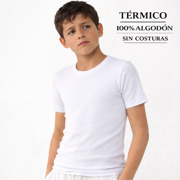 9152 CAMISETA MANGA CORTA AFELPADA TÉRMICA 000-Blanco