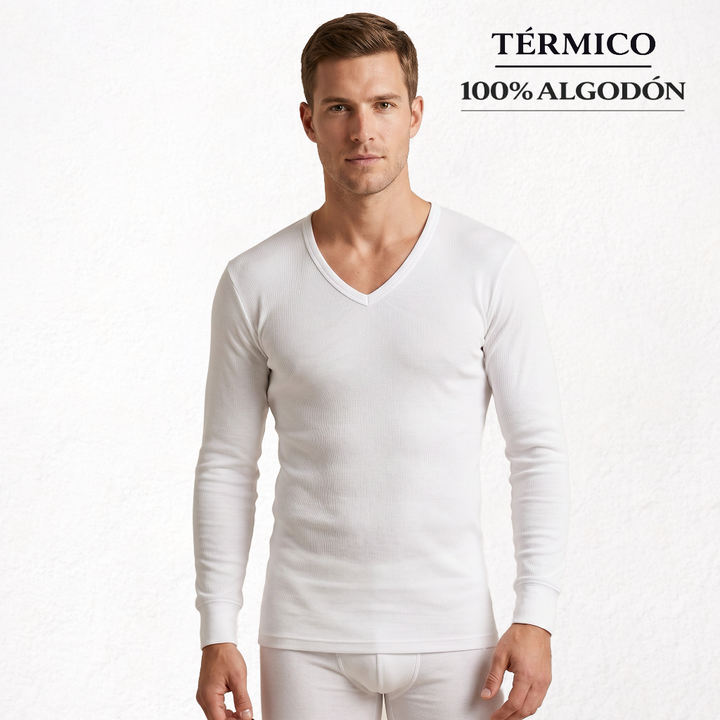 9254b CAMISETA MANGA LARGA AFELPADA TÉRMICA . CUELLO V