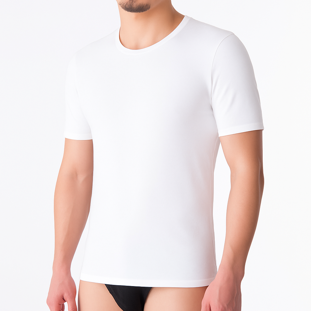 9258 Short-sleeved T-shirt in adaptable fabric. Winter fabric.