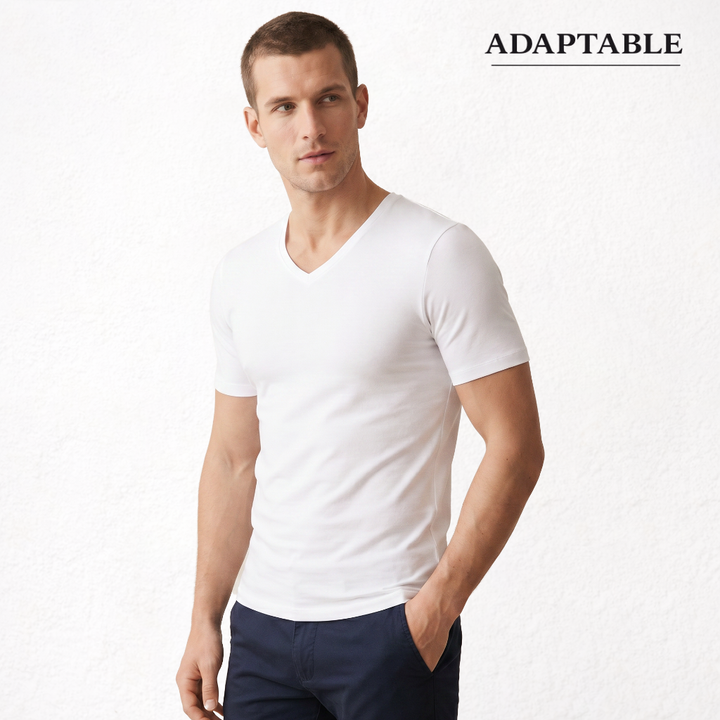 9268 CAMISETA MANGA CORTA TEJIDO ADAPTABLE. CUELLO V. TEJIDO INVIERNO 000-Blanco