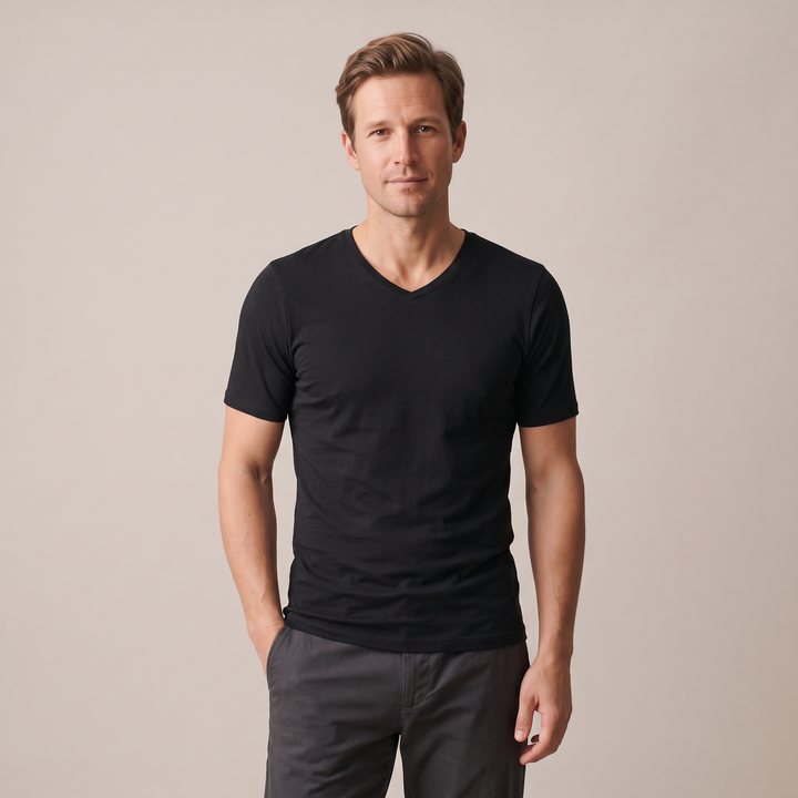 9268 SHORT-SLEEVE T-SHIRT IN ADJUSTABLE FABRIC. V-NECK. WINTER FABRIC.