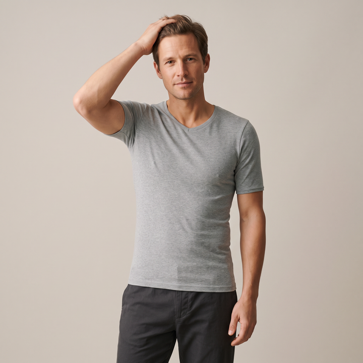 9268 SHORT-SLEEVE T-SHIRT IN ADJUSTABLE FABRIC. V-NECK. WINTER FABRIC.
