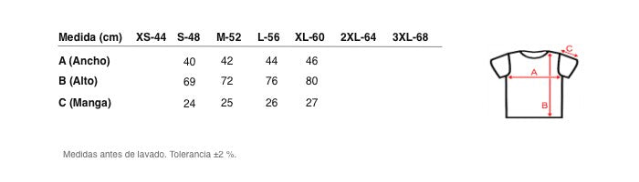 Medidas reales de 9268 SHORT-SLEEVE T-SHIRT IN ADJUSTABLE FABRIC. V-NECK. WINTER FABRIC.