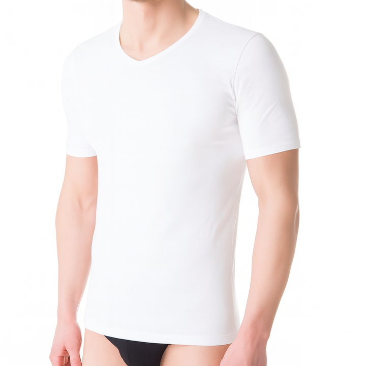 9268 SHORT-SLEEVE T-SHIRT IN ADJUSTABLE FABRIC. V-NECK. WINTER FABRIC.