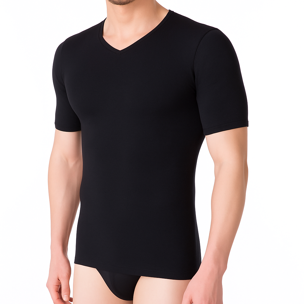 9268 SHORT-SLEEVE T-SHIRT IN ADJUSTABLE FABRIC. V-NECK. WINTER FABRIC.