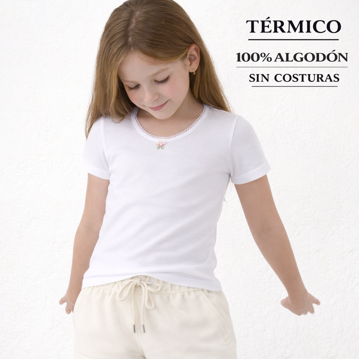 9803 CAMISETA MANGA CORTA AFELPADA TÉRMICA FLOR