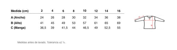 Medidas reales de 9804 THERMAL FLEECE LONG-SLEEVED T-SHIRT