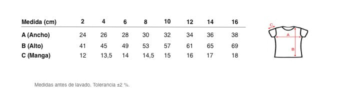 Medidas reales de 9805 CAMISETA MANGA CORTA AFELPADA TÉRMICA LACITO