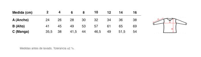 Medidas reales de 9806 LONG-SLEEVED THERMAL FLEECE BOW T-SHIRT