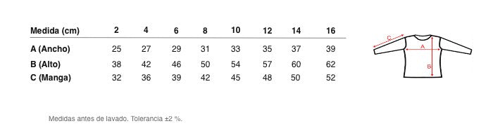 Medidas reales de 9814 CAMISETA MANGA LARGA TÉRMICA SECADO RÁPIDO NIÑA