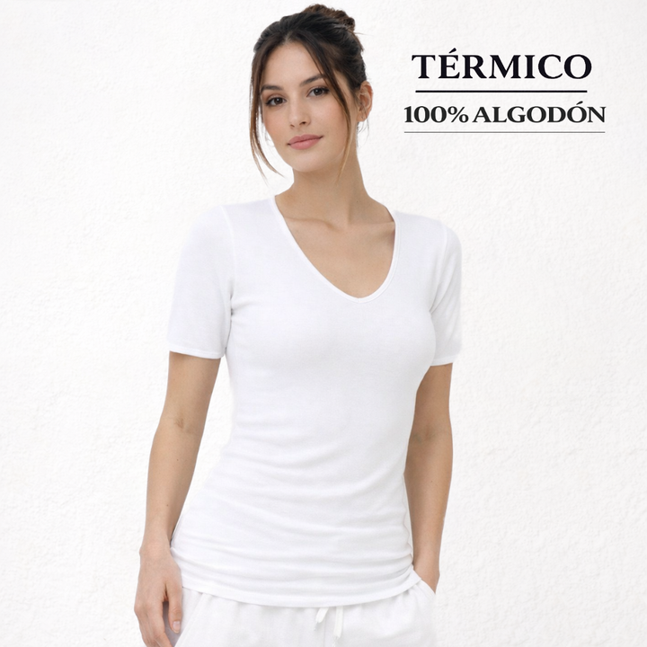 9815b CAMISETA MANGA CORTA AFELPADA TÉRMICA 100% ALGODÓN ANTIALÉRGICA