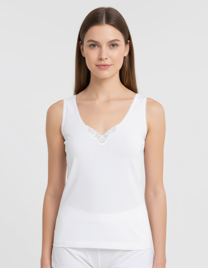 5832 WIDE STRAPS T-SHIRT WITH DECORATION 100% ANTI-ALLERGIC COTTON